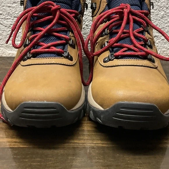MensNewton Ridge Plus II Suede WP Hiking Boot Elk Sunset Red Tan Navy 13 - Picture 4 of 12
